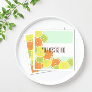 Modern Mint Green Citrus Fruit Slices Paper Napkins