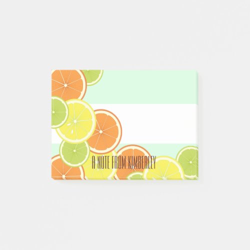 Modern Mint Green Citrus Fruit Slices Post_it Notes