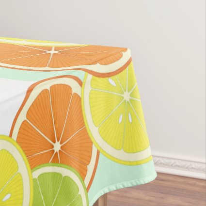 Modern Mint Green Citrus Fruit Slices Tablecloth