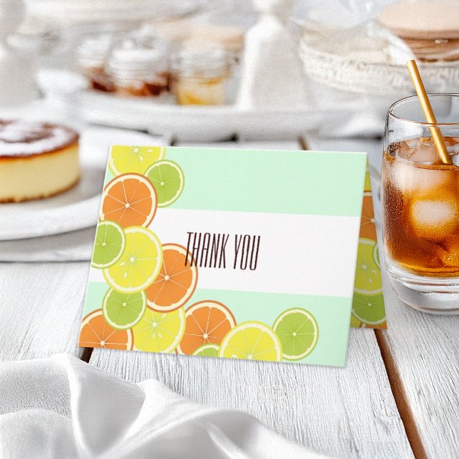 Modern Mint Green Citrus Fruits Thank You Card (Creator Uploaded)