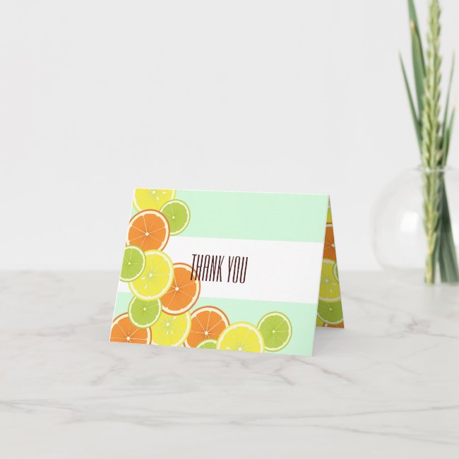 Modern Mint Green Citrus Fruits Thank You Card