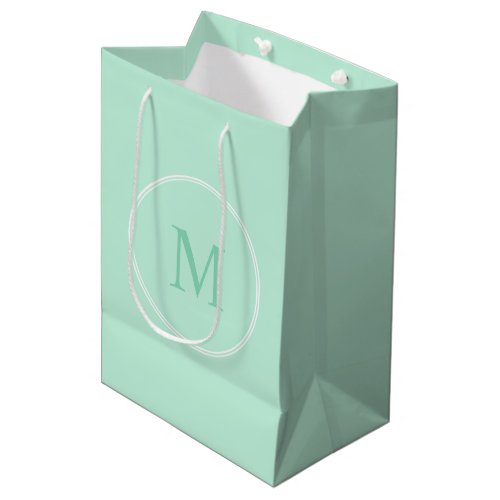 Modern Mint Green Color Monogram Template Elegant Medium Gift Bag