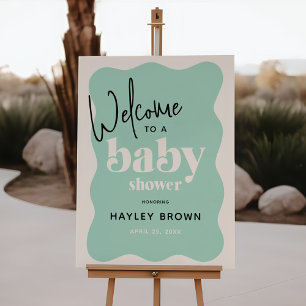 Modern Mint Green & Cream Baby Shower Welcome Foam Board