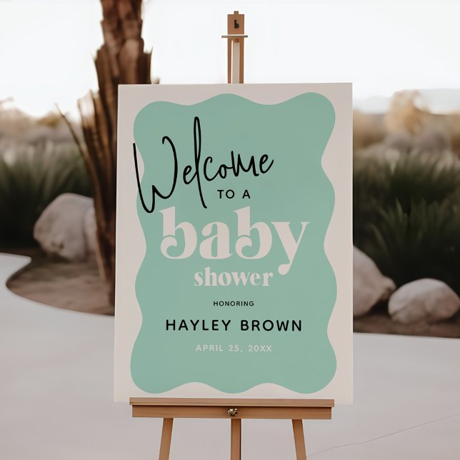 Modern Mint Green & Cream Baby Shower Welcome Foam Board (Creator Uploaded)
