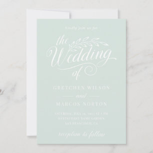 Modern Mint Green Elegant Calligraphy Wedding Invitation