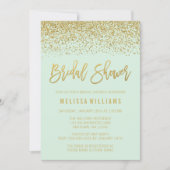 Modern Mint Green Faux Gold Glitter Bridal Shower Invitation (Front)