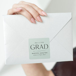 Modern Mint Green Graduation Square Sticker