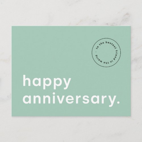 Modern mint green happy anniversary postcard