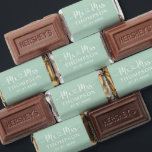Modern Mint Green Heart Script Monogram Hershey's Miniatures<br><div class="desc">A crisp and refreshing miniature wedding favor featuring "Mr and Mrs" in decorative heart script calligraphy with the couple's surname as the central monogram element. Cool mint green tones create a soft,  garden-fresh atmosphere. Personalize the names and wedding date for a charming reception favor. All text is fully editable.</div>