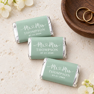 Modern Mint Green Heart Script Monogram Hershey's Miniatures