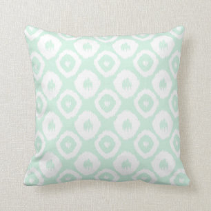Modern Mint Green Ikat Diamonds Chic Throw Pillow