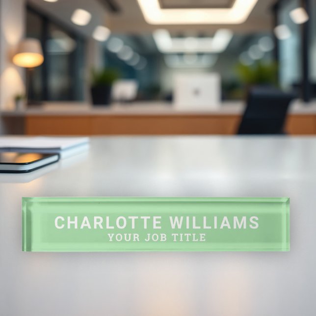 Modern Mint Green Office Employee Desk Name Plate (Creator Uploaded)
