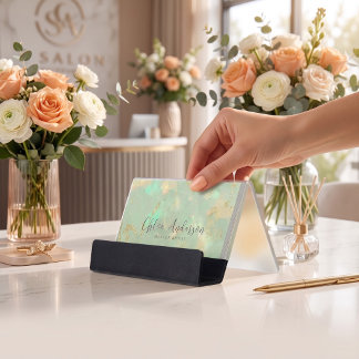 Modern Mint Green Opal Desk Card Holder