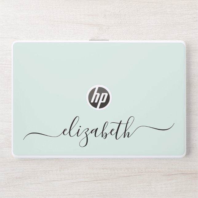 Modern Mint Green Personalized HP Laptop Skin (Front)