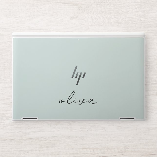 Modern Mint Green Personalized Script  HP Laptop Skin (Front)
