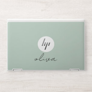 Modern Mint Green Personalized Script  HP Laptop Skin