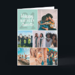 Modern mint green photos collage grid 21 birthday card<br><div class="desc">Cool modern mint green photos collage grid 21 birthday ,  add 8 of your friends favorite photo with a modern and cool elegant script font typography. Add your message inside.</div>