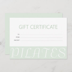 Modern Mint Green Pilates Gift Certificate 