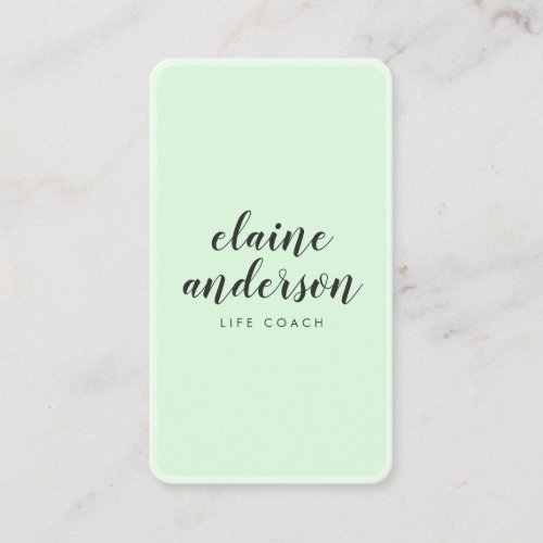 Modern mint green rounded border elegant minimal business card