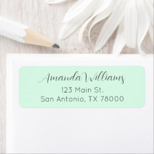 Modern Mint Green Script Return Address Label