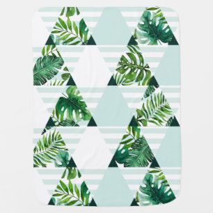 Modern Mint Green Tropical Triangles Pattern Baby Blanket