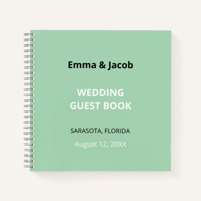 Modern Mint Green Wedding Guest Book (Front)