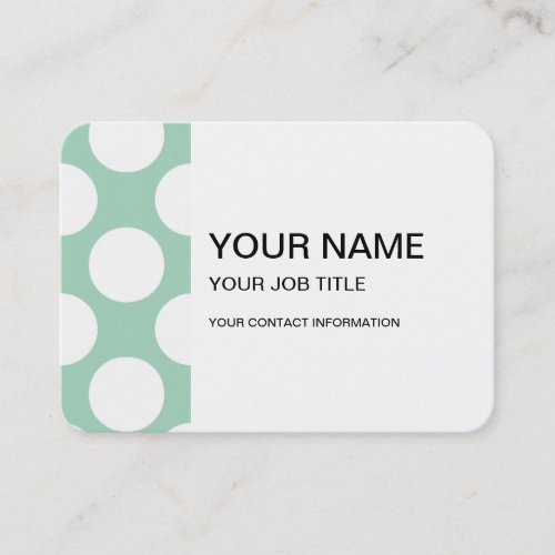 Modern Mint Green White Polka Dots Pattern Business Card