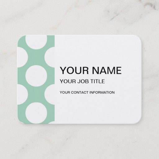 Customizable Modern Mint Green White Polka Dots Pattern Business Card