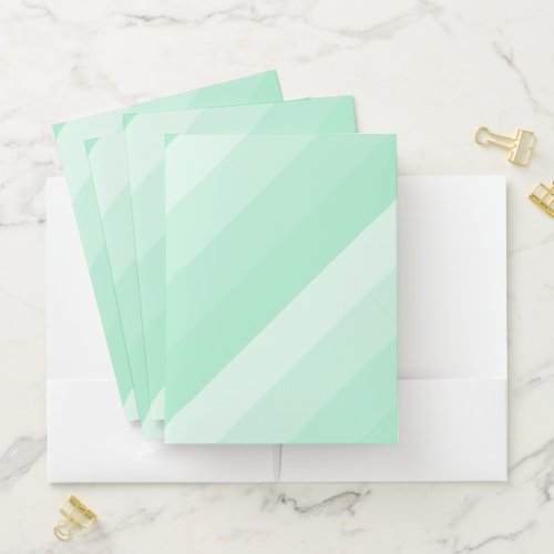 Modern Mint Green White Striped Elegant Template Pocket Folder