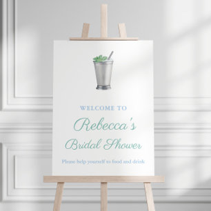 Modern Mint Julep Bridal Shower Welcome Foam Board