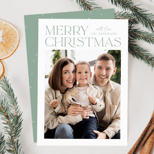 Modern Mint Merry Christmas Photo Holiday Card