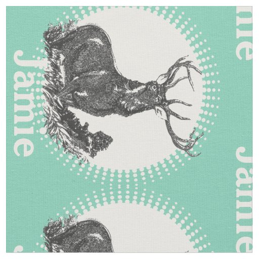 Modern Mint Personalized Deer Fabric