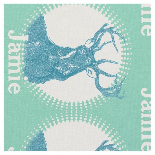 Modern Mint Personalized Deer Fabric