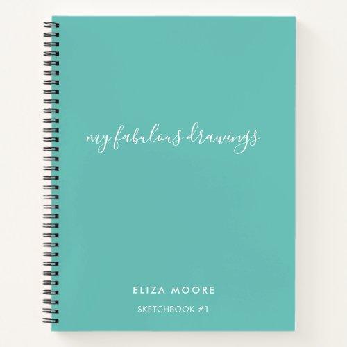 Modern Mint Personalized Sketchbook Your Name  Notebook