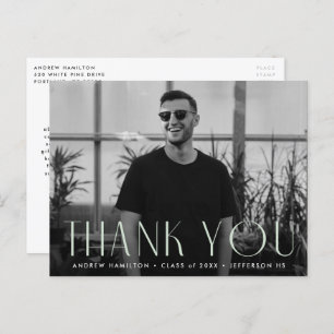 Modern Mint Photo Graduation Thank You Postcard
