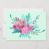 Modern mint pink floral watercolor graduation invitation (Back)