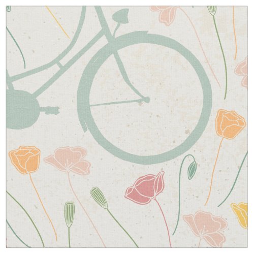 Modern Mint Pink Yellow Bicycle Pattern Fabric