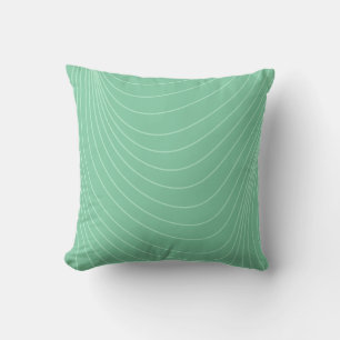 Modern Mint Sage Green Concentric U-Shape Wave Lin Throw Pillow