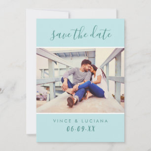 Modern Mint Script Photo Wedding Save The Date