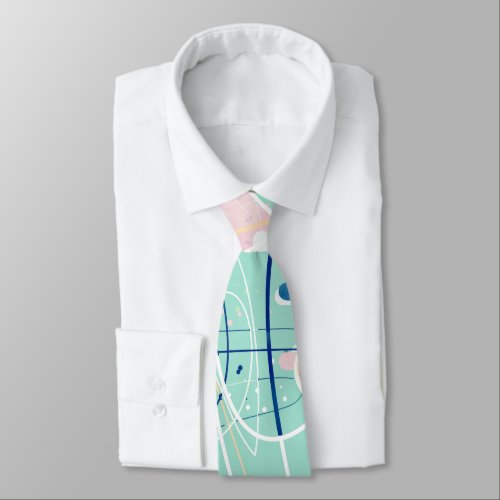 Modern mint strokes and dots creative art neck tie