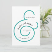 Modern Mint Turquoise Script Big Ampersand Wedding Save The Date (Standing Front)