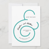 Modern Mint Turquoise Script Big Ampersand Wedding Save The Date (Front)