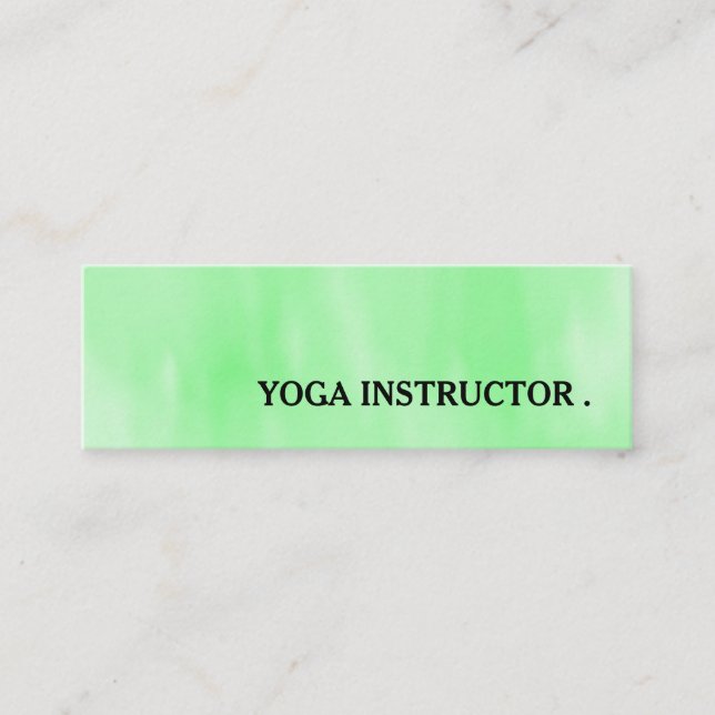 Modern Mint Watercolour Yoga Instructor Teacher Mini Business Card (Front)