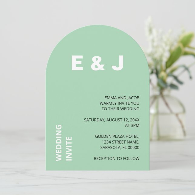 Modern Mint Wedding Invitation (Standing Front)
