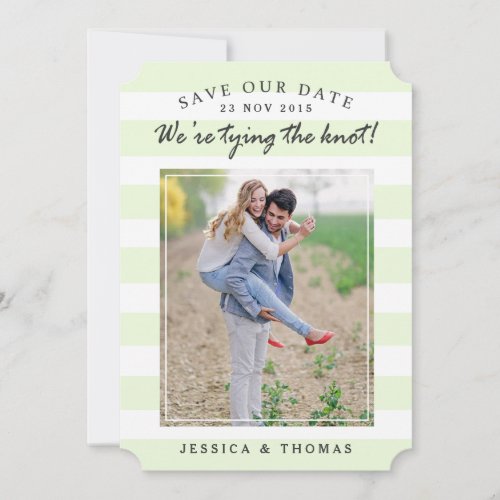 Modern Mint  White Stripes  Photo Save The Date