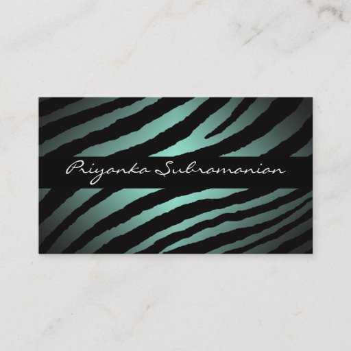 Customizable Modern Mint Zebra Professional Business Cards
