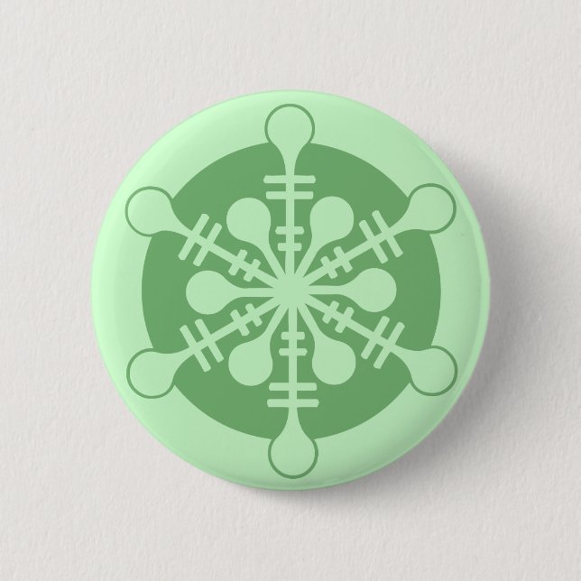 Modern Minty Green Christmas Snowflake Pinback Button (Front)