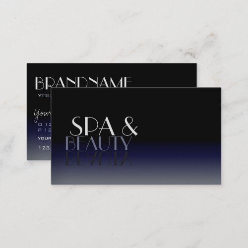 Modern Mirror Font Classic Black and Blue Gradient Business Card