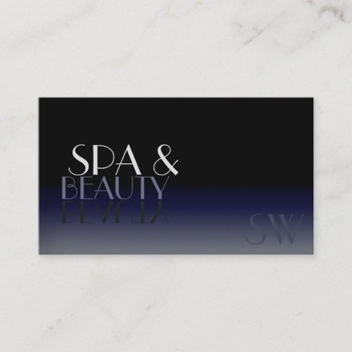 Modern Mirror Font Classic Black and Blue Monogram Business Card