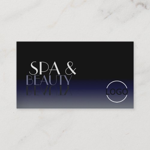 Modern Mirror Font Classic Black Blue with Logo Business Card